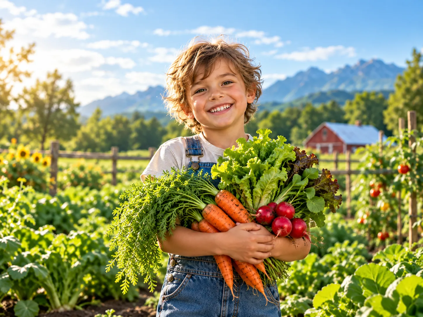 A child holding freshly picked produce