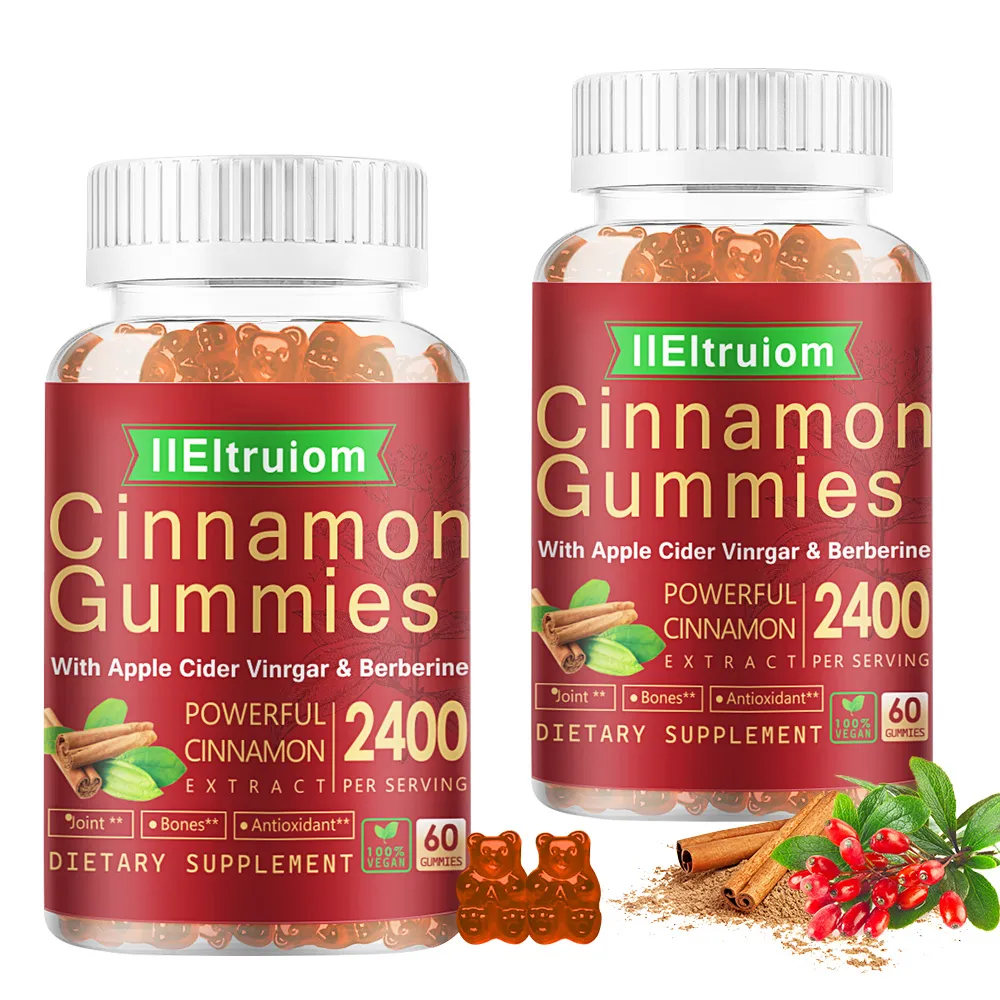 IIEltruiom Ceylon Cinnamon Gummies, Ceylon Cinnamon 2400mg with Berberine, Turmeric, Apple Cider Vinegar, Bitter Melon, Chromium - 60 Counts