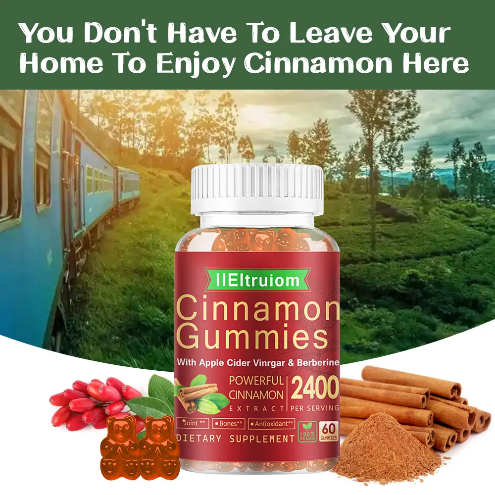 IIEltruiom Ceylon Cinnamon Gummies, Ceylon Cinnamon 2400mg with Berberine, Turmeric, Apple Cider Vinegar, Bitter Melon, Chromium - 60 Counts