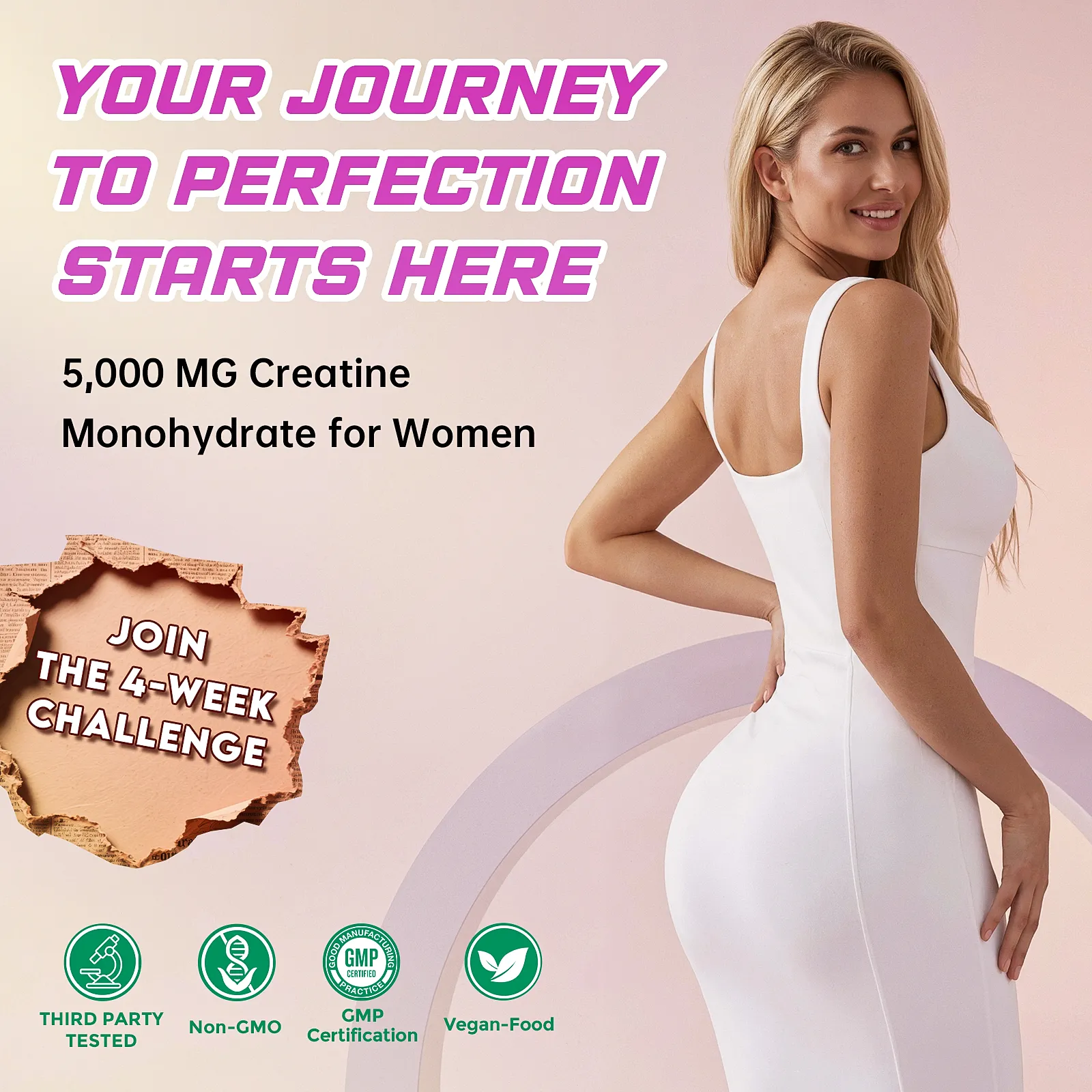 Creatine Gummies for Women 5000mg – Sugar Free Creatine Monohydrate Chews for Strength, Lean Muscle & Recovery, with Collagen & BCAA, Pre Workout Supplement, 90 Gummies